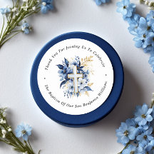 Merci Baptême or et bleu marine