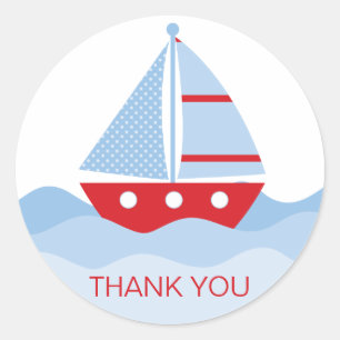 Sticker Rond Merci bateau à voile