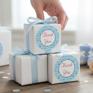 Sticker Rond Merci Bateau à Voile Nautique