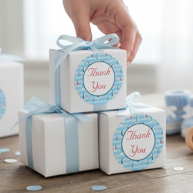 Sticker Rond Merci Bateau à Voile Nautique (Créateur téléchargé)