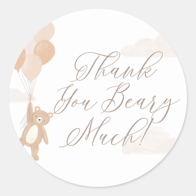 Sticker Rond Merci Béary Baby shower (Devant)