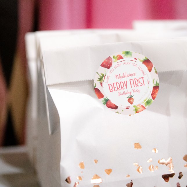 Sticker Rond Merci beaucoup fraise 1er anniversaire (Créateur téléchargé)