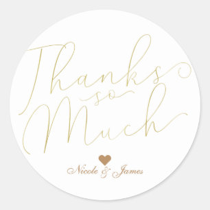 Sticker Rond Merci Beaucoup Merci Gold Type de script Favoriser