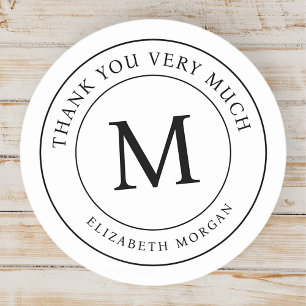 Sticker Rond Merci Beaucoup Monogramme Moderne