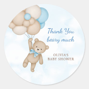 Sticker Rond Merci beaucoup pour la fête de bébé ours en peluch