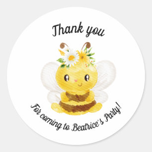 Sticker Rond Merci bebe à miel fête anniversaire