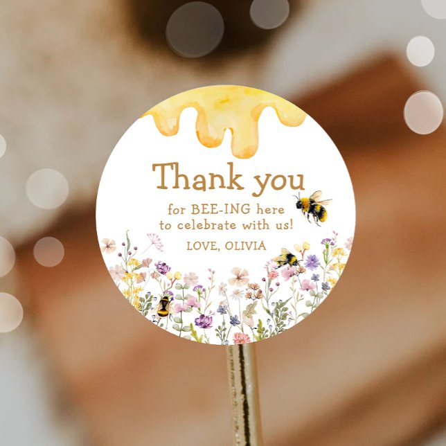 Sticker Rond Merci Bee Un Anniversaire De Bébé Fille Mignon Sho (Créateur téléchargé)