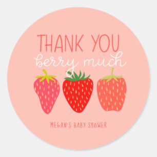 Sticker Rond Merci Berry Baby shower aux fraises
