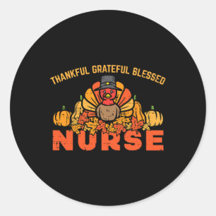 Sticker Rond Merci Bienheureux Turquie Infirmière Thanksgiving