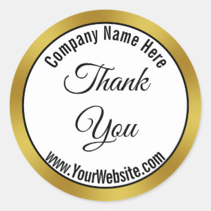 Sticker Rond Merci Black White Gold Nom d'entreprise Site Web