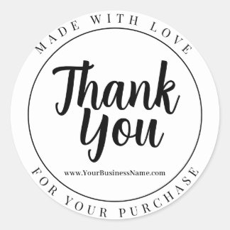 Sticker Rond Merci Blanc Minimaliste Pour Votre Achat