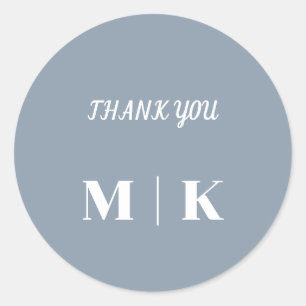 Sticker Rond Merci bleu Dusty Monograms Classy Mariage