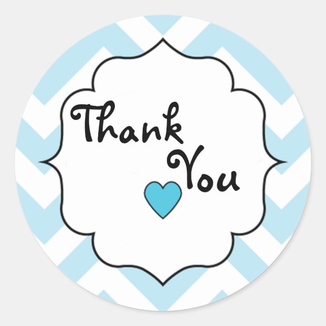 Sticker Rond Merci/Blue Chevron (Devant)