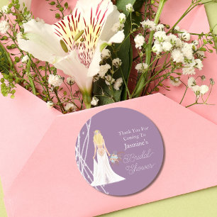 Sticker Rond Merci Boho Blonde Cheveux Mariée Avec Perles