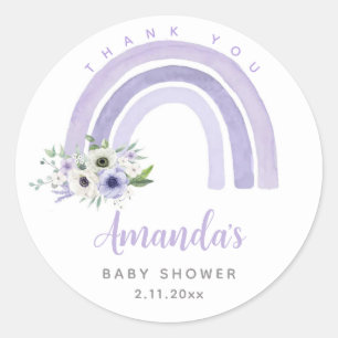 Sticker Rond Merci Boho Rainbow Baby shower Classic