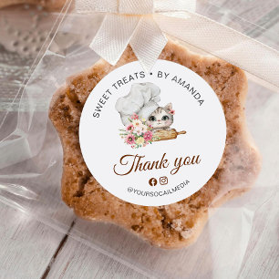 Sticker Rond Merci Boulangerie Chef Kitten