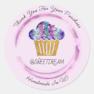Sticker Rond Merci Boutique Mermaid Muffin Logo Berry Pink
