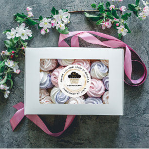 Sticker Rond Merci Boutique Sirène Muffin Dots blancs Sourire