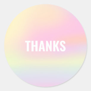 Sticker Rond Merci branché Pastel Rainbow Unicorn Gradient Merc