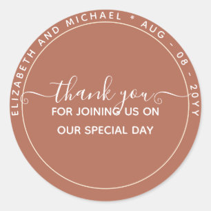 Sticker Rond MERCI BUDGET Terracotta Favoriser Monochrome
