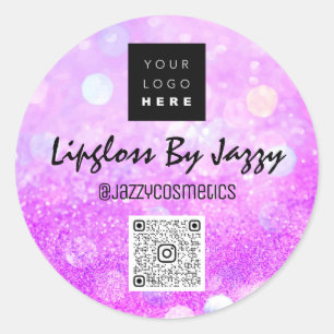 Sticker Rond Merci Business Beauty Pink QR Code Logo