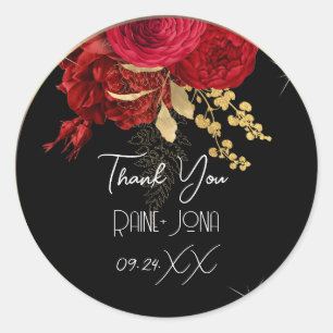 Sticker Rond Merci Cadeau de Mariage Douce Mariée 16ème Rouge N