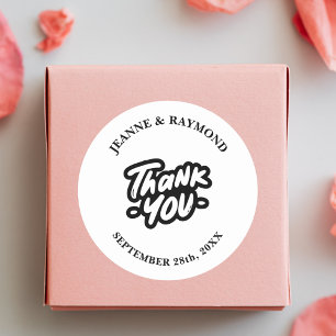 Sticker Rond Merci Calligraphie Script Mariage Faveur