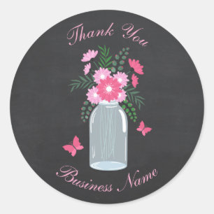 Sticker Rond Merci Chalkboard Mason Jar Business/Markring