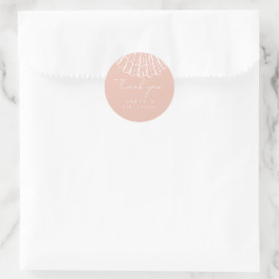 Sticker Rond Merci Chic Blush Rose Coquillage Baby Shower