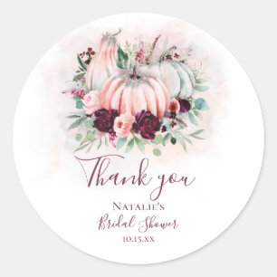 Sticker Rond Merci Citrouille Rose et Floral Bourguignon d'Auto