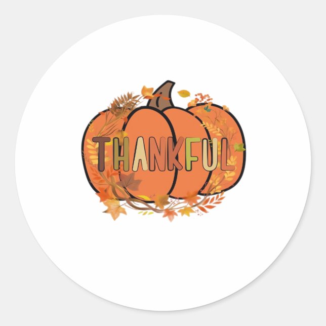 Sticker Rond Merci Citrouille Thanksgiving T-Shirt - Cadeaux -  (Devant)