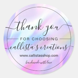 Sticker Rond Merci client Mermaid Purple Holographique