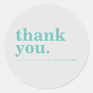 Sticker Rond Merci client Turquoise minimal