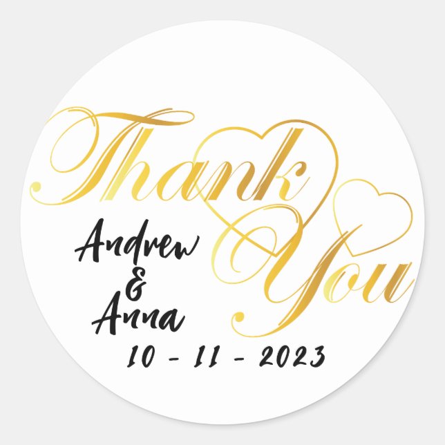Sticker Rond merci coeur or (Devant)