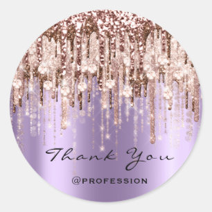 Sticker Rond Merci Coiffeur maquillage Rose Diamond violet