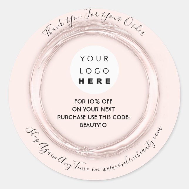 Sticker Rond Merci Commande Logo personnalisé Nom Code remise (Devant)