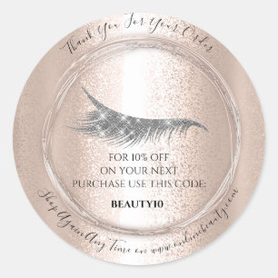 Sticker Rond Merci Commande logo réduction Code Lashes Shop