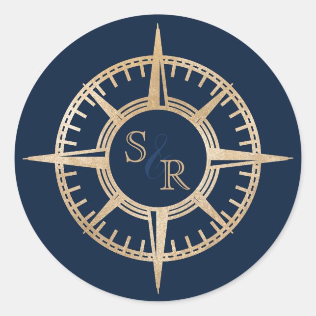 Sticker Rond Merci Compass mariage Destination Passport (Devant)