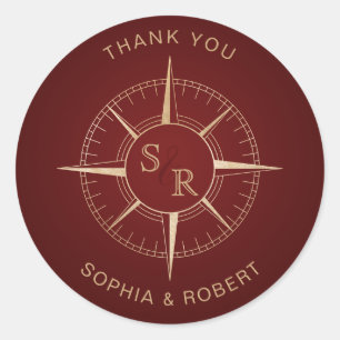 Sticker Rond Merci Compass mariage Destination Passport
