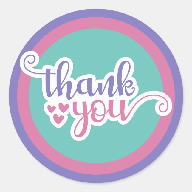 Sticker Rond Merci - couleurs personnalisées (Devant)