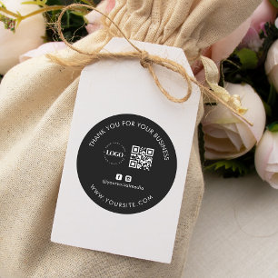 Sticker Rond Merci Custom Company Logo QR Code Social Media