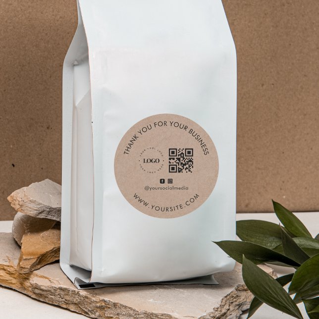 Sticker Rond Merci Custom Company Logo QR Code Social Media (Créateur téléchargé)