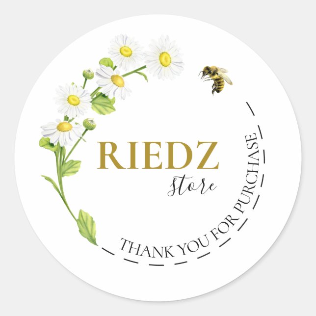 Sticker Rond Merci d'abeilles florales (Devant)