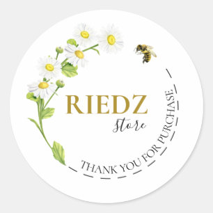 Sticker Rond Merci d'abeilles florales