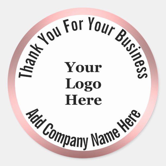 Sticker Rond Merci d'affaires noir rose blanc votre logo ici (Devant)