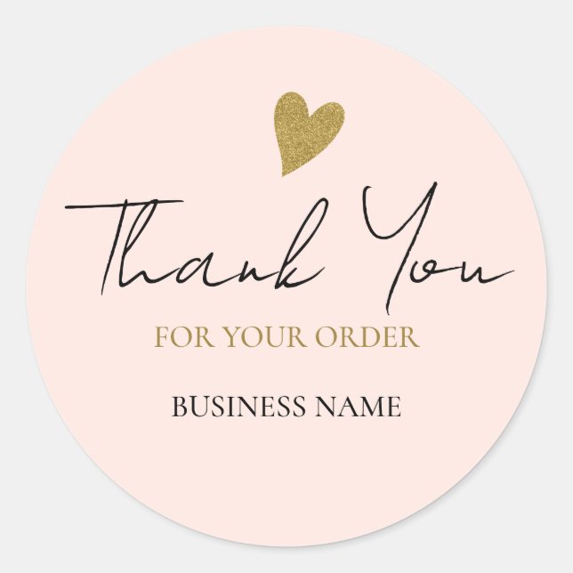Sticker Rond Merci D'Affaires Pour Votre Commande Blush Pink Go (Devant)