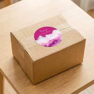 Sticker Rond Merci d'agate rose profond pour votre achat