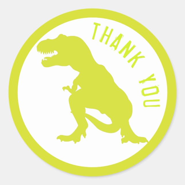 Sticker Rond Merci d'anniversaire de Dinosaur (Devant)