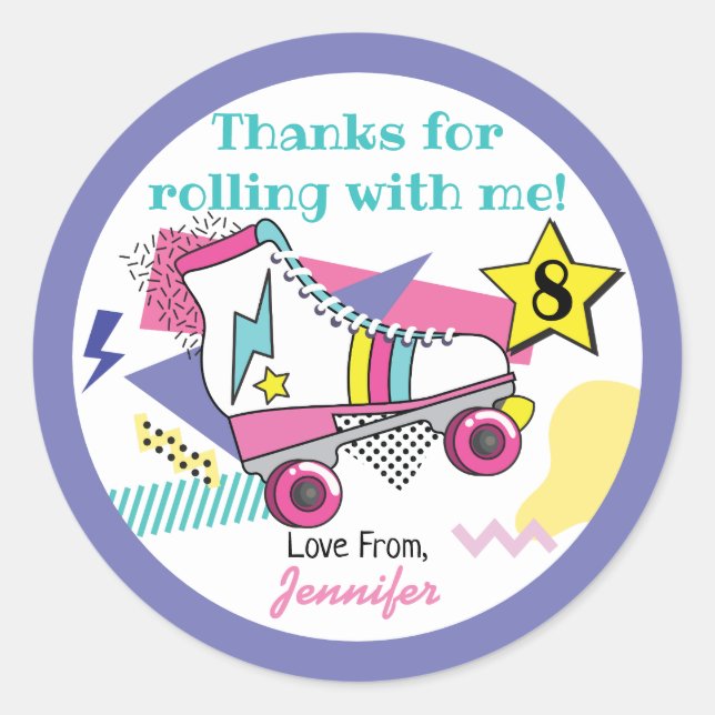 Sticker Rond Merci d'anniversaire de la fête du patinage des an (Devant)