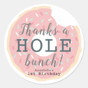 Sticker Rond Merci d'anniversaire de la fille Donut rose